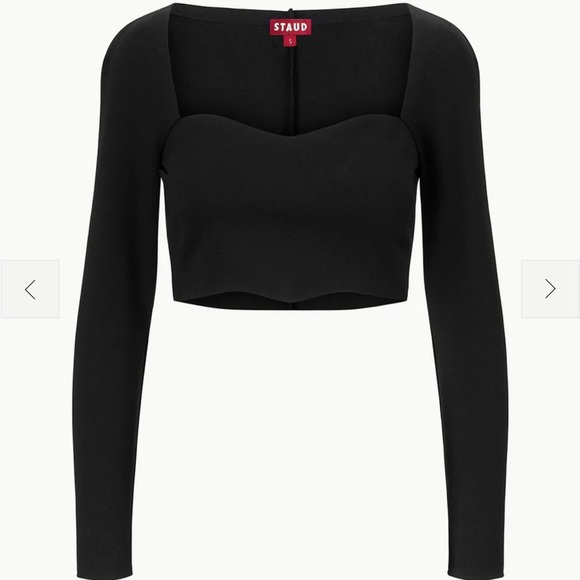 STAUD Corde Top | Black Cutout Crop Top Long Sleeve | New Never Worn - Picture 4 of 6